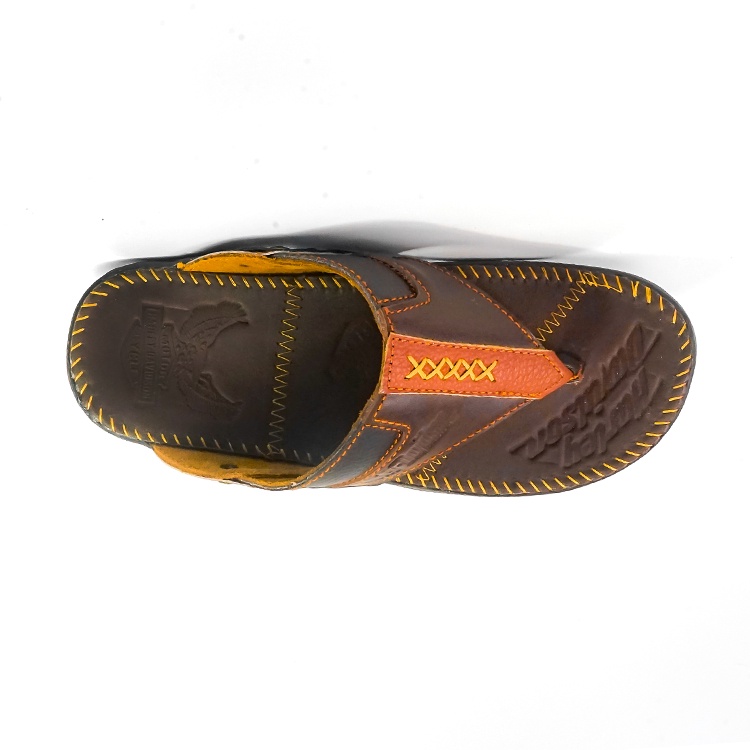 Sandal Kulit Asli - Sandal Kulit Pria Harley Davidson - Sandal Casual - Sandal Selop REMPEL TAN