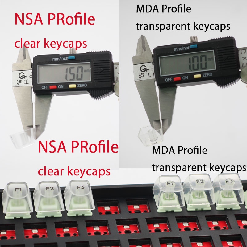 Original PCL 155 Key NSA Transparent PC Keycaps For Mechanical Keyboards