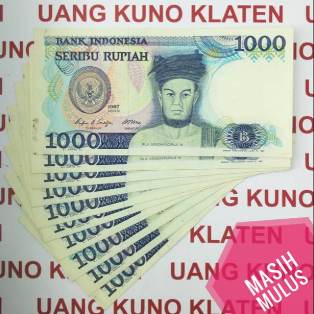 asli Gress Mulus 1000 Rupiah tahun 1987 Sisingamangaraja Rp 1.000 uang kuno kertas duit lama Indonesia Original