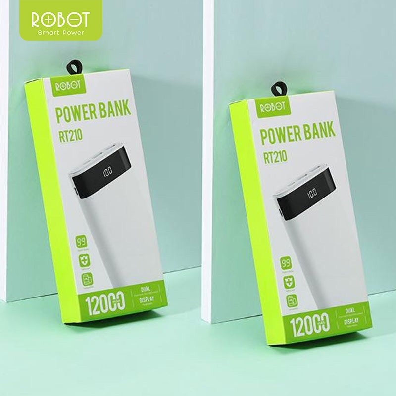 POWER BANK ROBOT RT210 ( 12000mAh ) 2 Input  2 Port USB Fast Charging Garansi Resmi 1Tahun By VIVAN