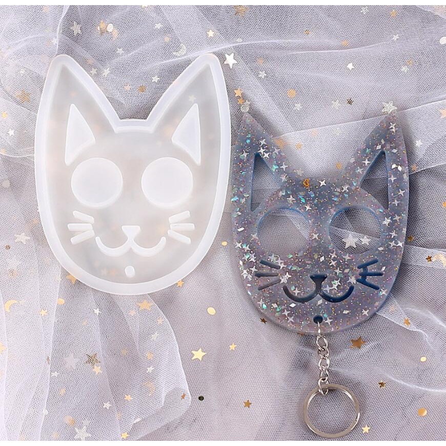 Cetakan Resin Epoksi Bentuk Kucing Lucu Bahan Silikon Handmade DIY Untuk Liontin Gantungan Kunci
