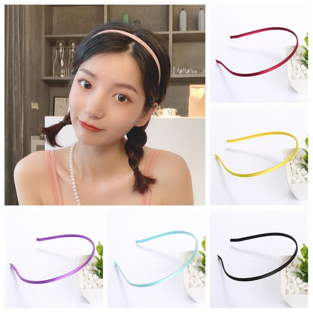 Bando Korea Lidi Polos Headband Untuk Aksesoris Rambut Wanita/ 1Pc Bandana Handmade DIY Warna Permen