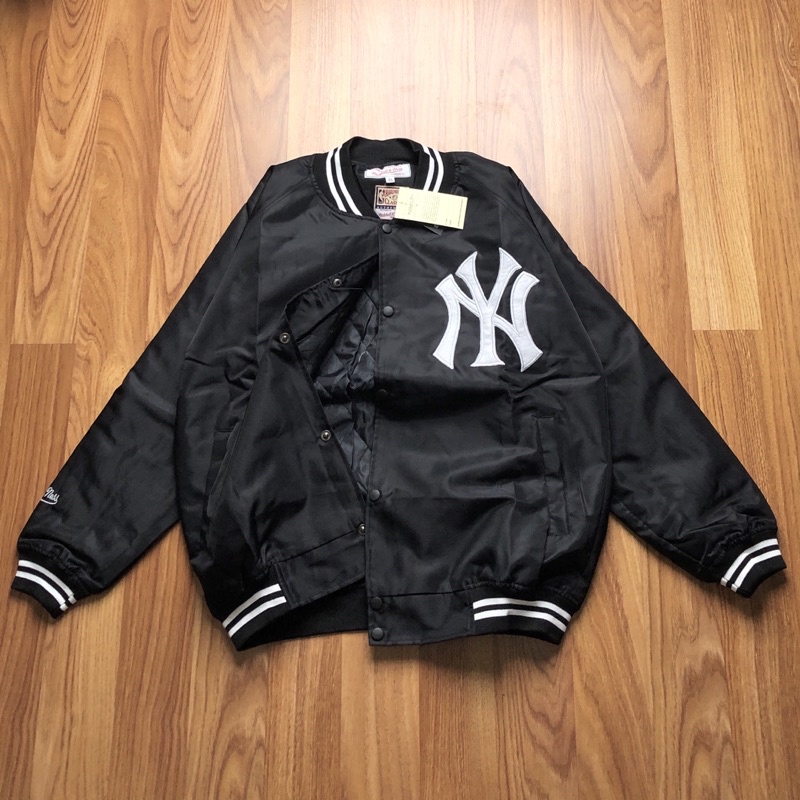 VARSITY JACKET-  LOGO NY BIG HITAM BORDIR FULLTAG