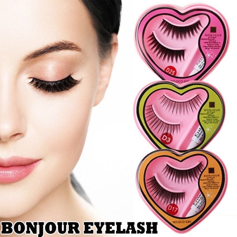 [ PERPASANG+ LEM ] BULUMATA PALSU / BONJOUR EYELASH + LEM