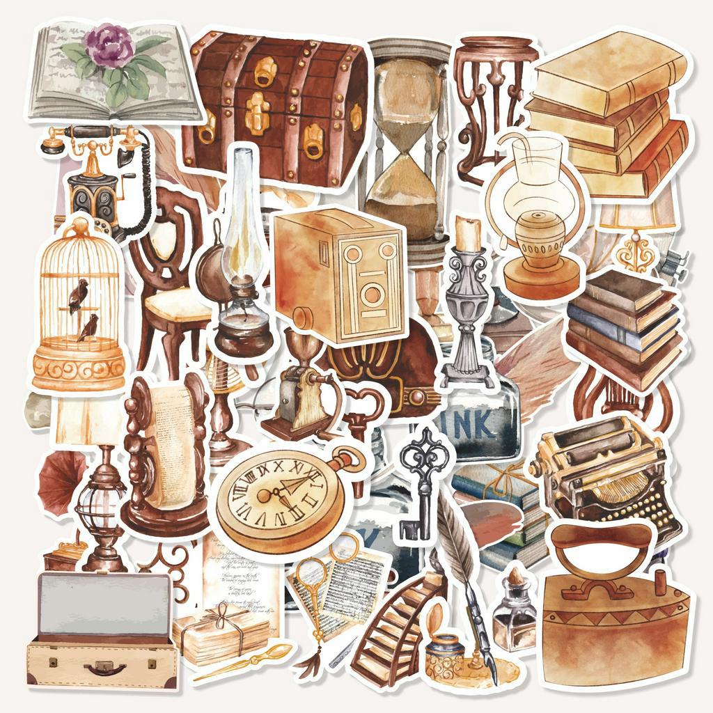 

( 50 pcs )murahh/Random stiker satuan edisi ANTIQUE/watercolor stiker