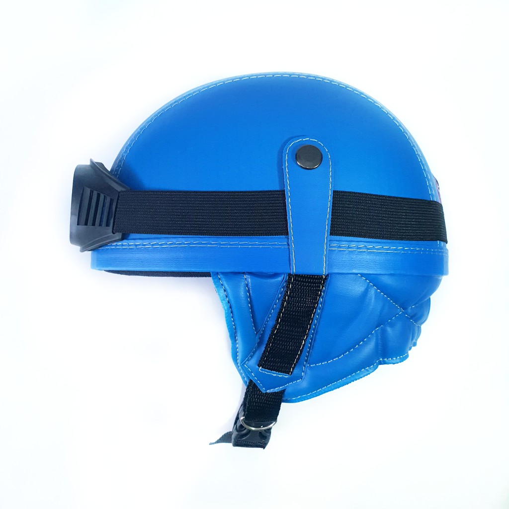 Helm Retro Kulit Casual Series Club Gratis Kaca Mata Blue