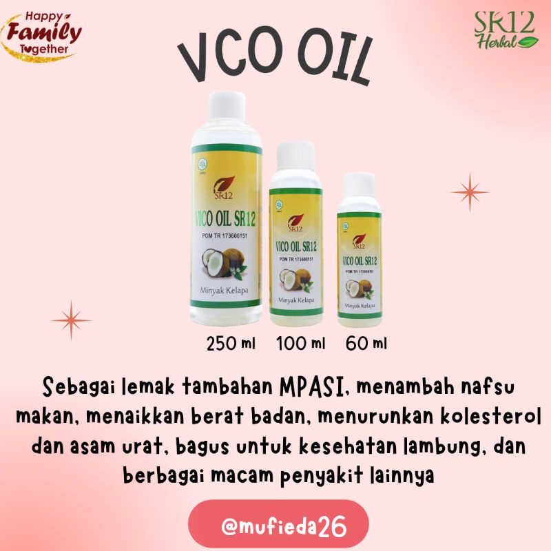 

VCO Virgin Coconut Oil SR12 Minyak kelapa murni Lemak Tambahan MPASI Menambah Nafsu Makan Herbal Kolesterol