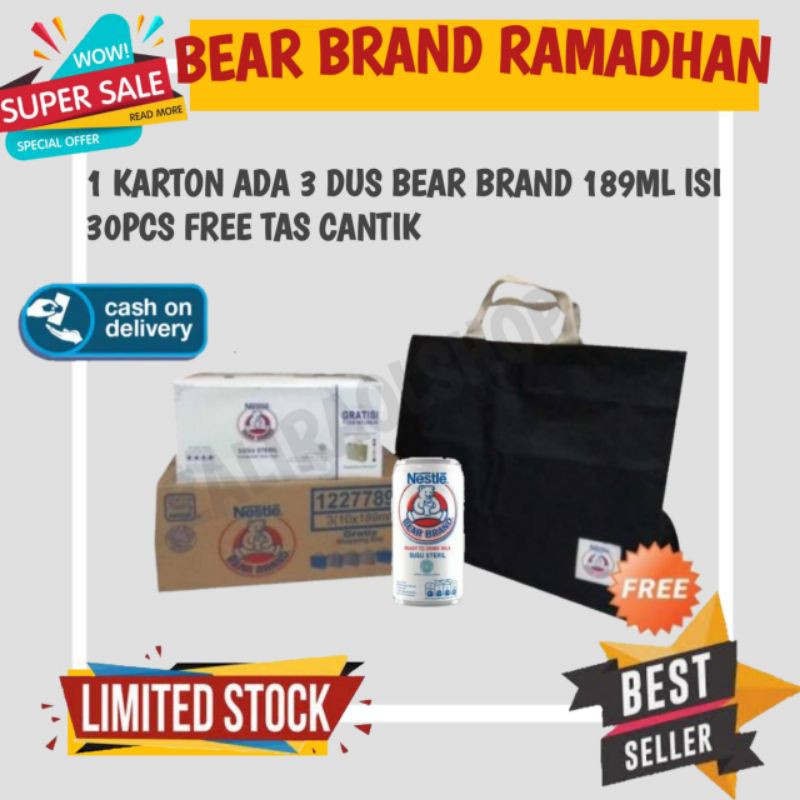Susu beruang bear brand ramadhan 1 karton isi 30pcs free 3 tas limited stok
