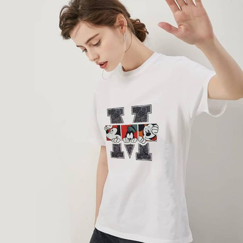 M FOR MICKEY / TERMURAH BAJU KAOS KATUN WANITA LENGAN PENDEK / TUMBLR TEE