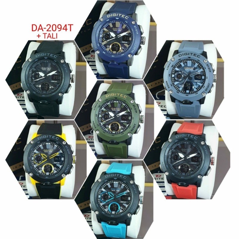 JAM TANGAN DIGITEC DG 2094 DG2094 PRIA/WANITA DUAL TIME FREE TALI ORIGINAL