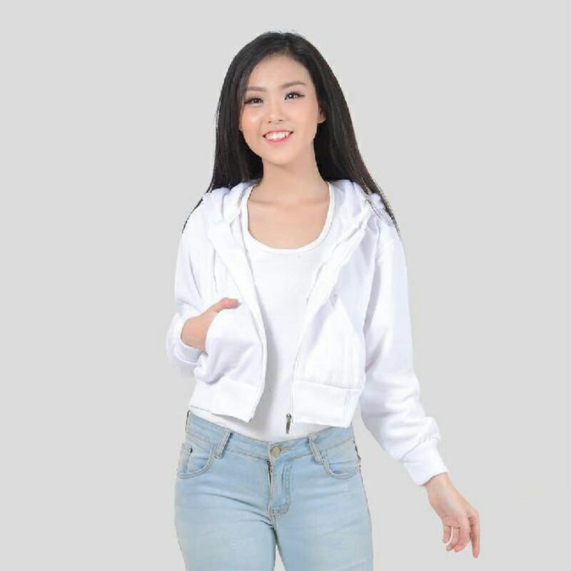JAKET SWEATER CROP RESLETING HOODIE SWEATER HOODIE POLOS WANITA ONESIZE