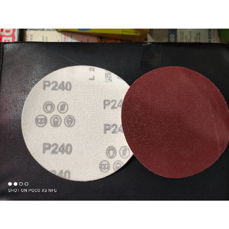 amplas tempel 5in #240/ amplas bulat 5&quot; velcro tanpa lubang grit 240