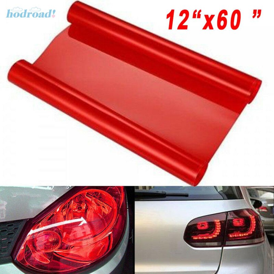 Stiker Lampu Smoke Hybrid Gossy MERAH / Sticker Hybrid HaedLAMPU LEBAR 30CM PANJANG 100CM DAN 50CM