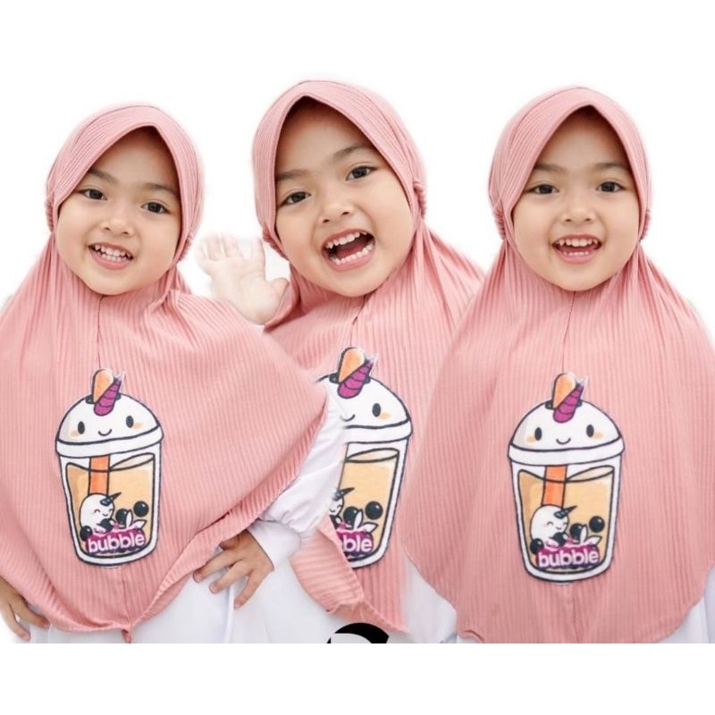 NFR✨JILBAB BOBA PLISKET Hijab Kerudung Instan Anak Perempuan Girls 2-7thn