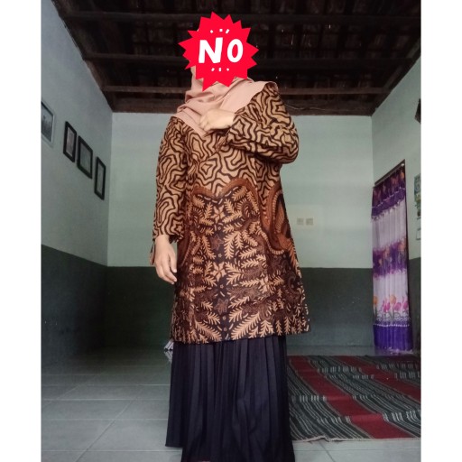 M-l-xl-xxl Batik Tunik Wanita Asj Sa Hrb026 Kenongo Pekalongan Sogan Tulis