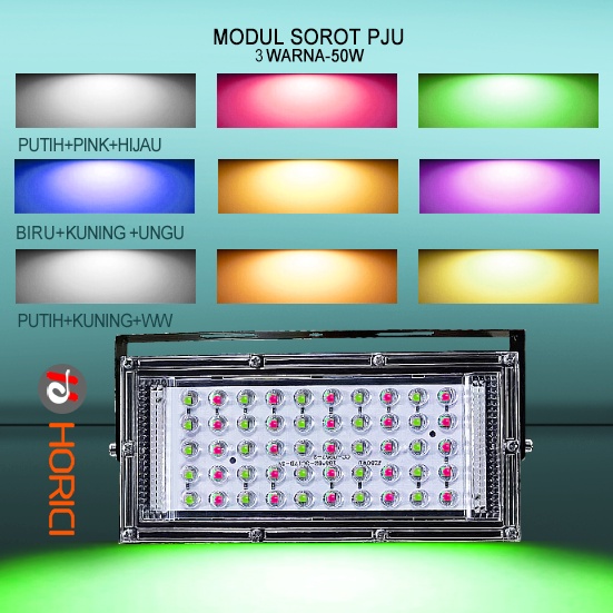 Horici Lampu Panel 3Warna Cahaya Asli 50 Watt 220V Lampu Sorot Panel Led Floodlight 50W Ac 220V Pju