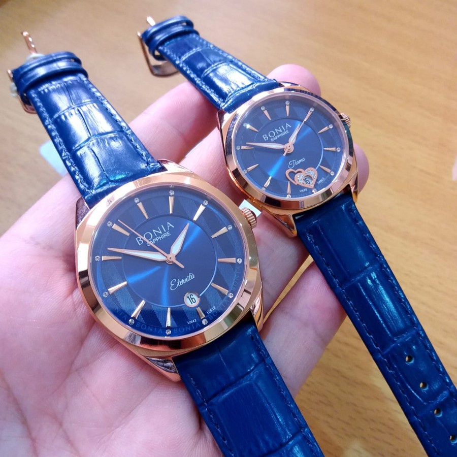 JAM TANGAN COUPLE BONIA B10622-1582 &amp; B10622-2582 SAPPHIRE CRYSTAL ORIGINAL RESMI