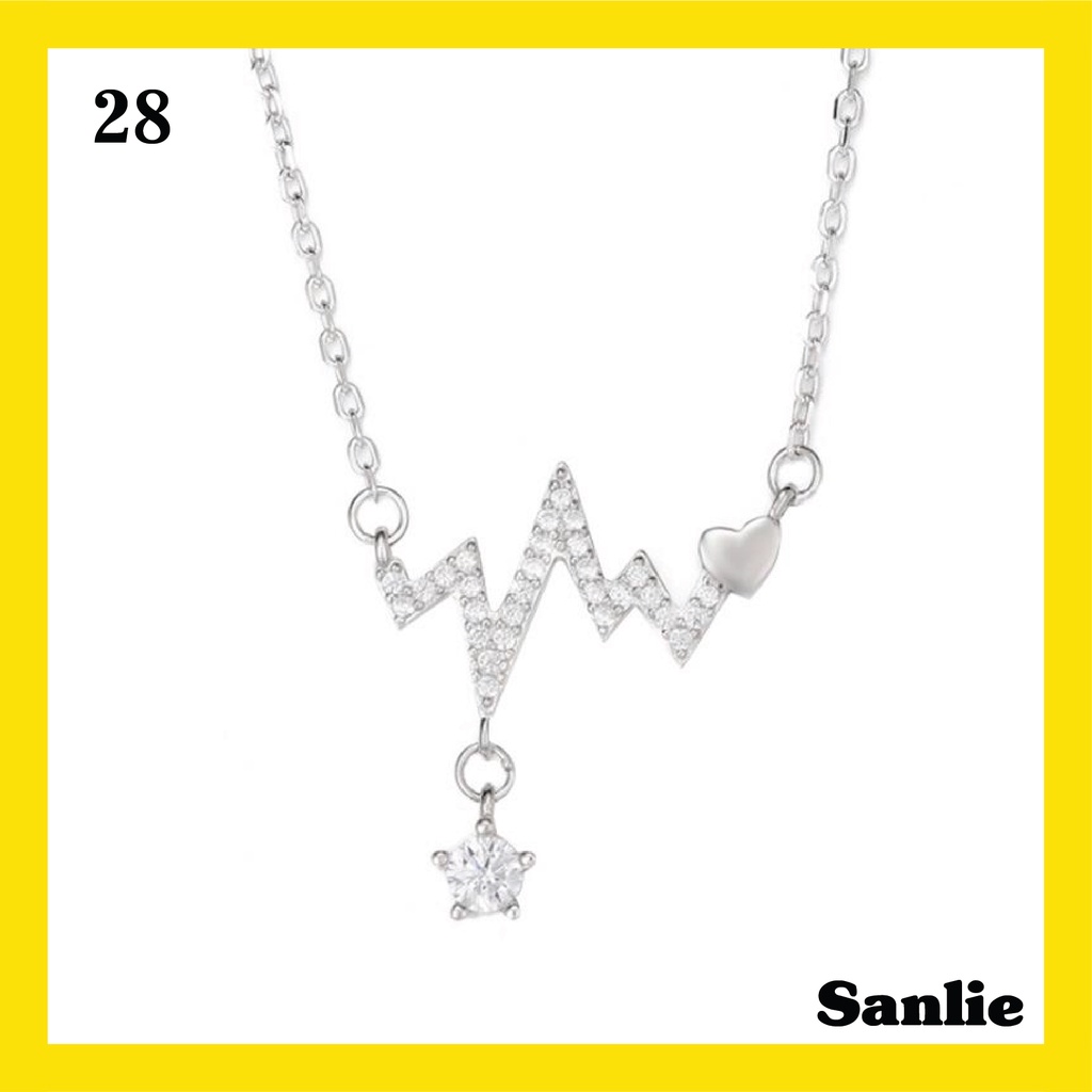 Sanlie Kalung Titanium Wanita Korea  Kalung Liontin Fashion Murah Model Listrik 28