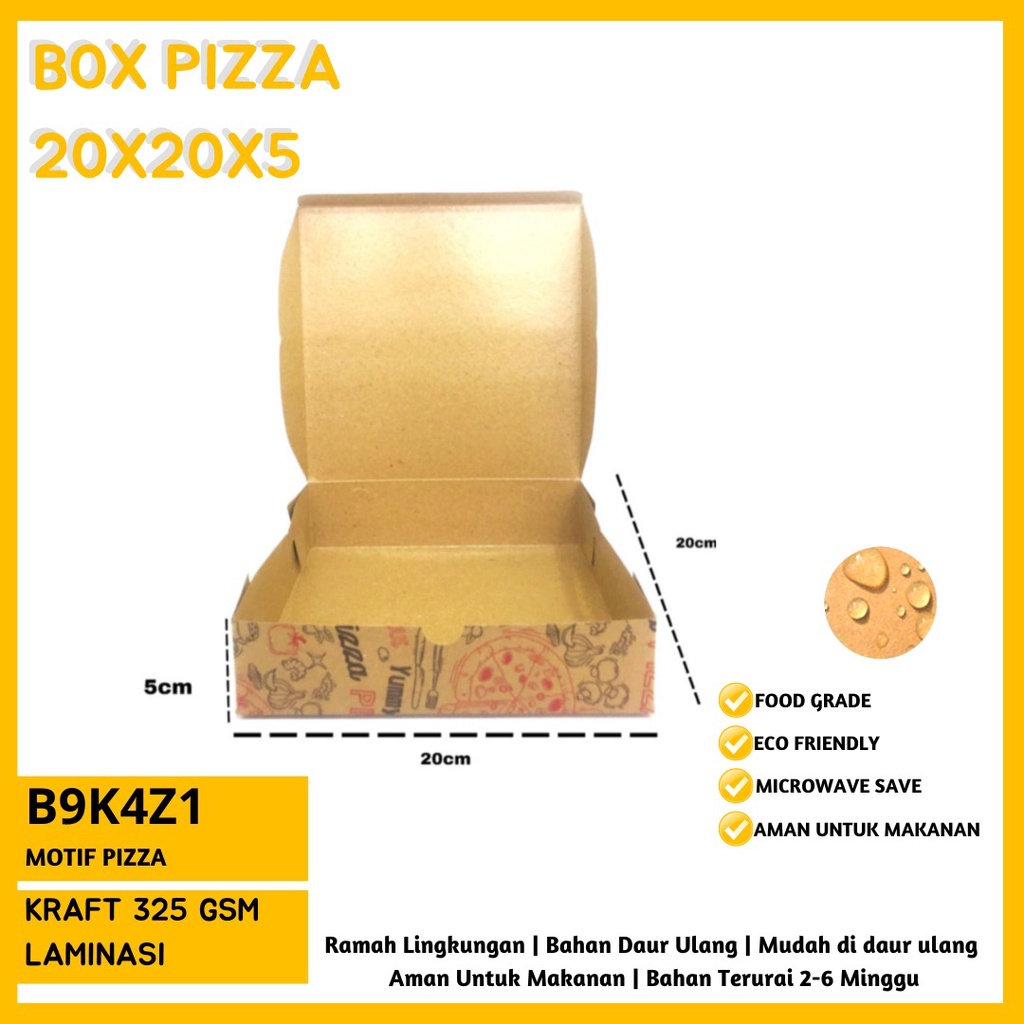 Dus Pizza 20X20 Bahan 325 Gsm Laminasi (B9K4Z1-20X20X5 Cm)