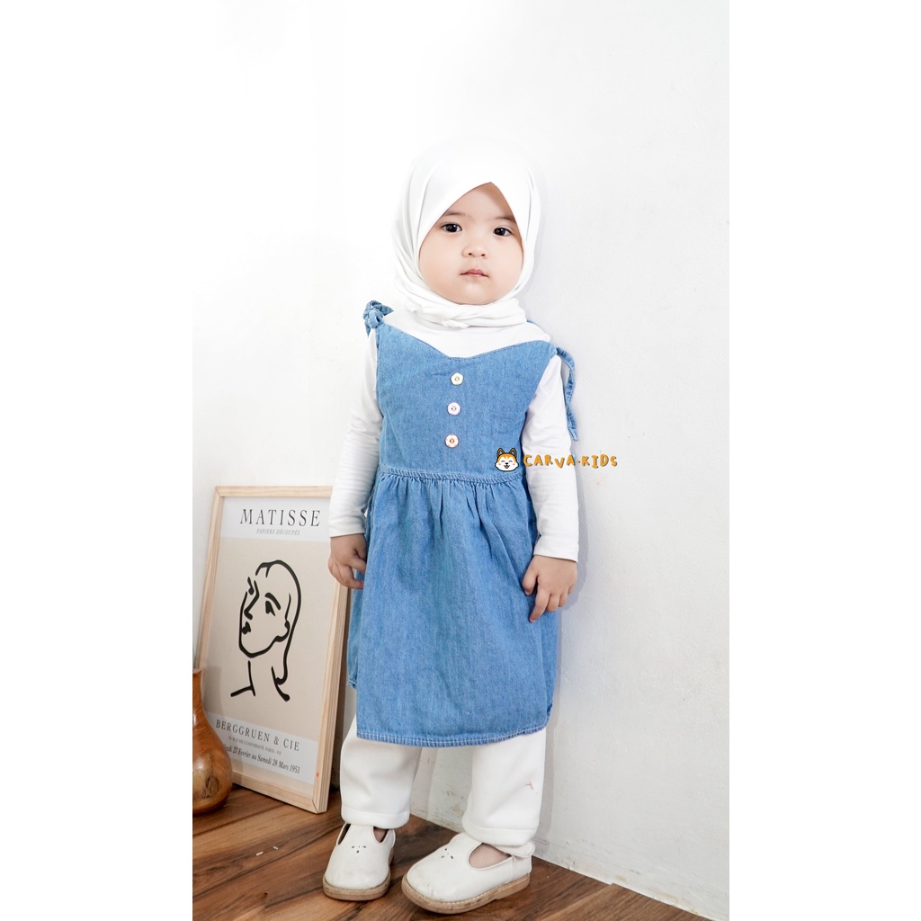 patch bordir dress anak perempuan korea dress anak cewek jeans dress anak andin original denim 1-7 tahun