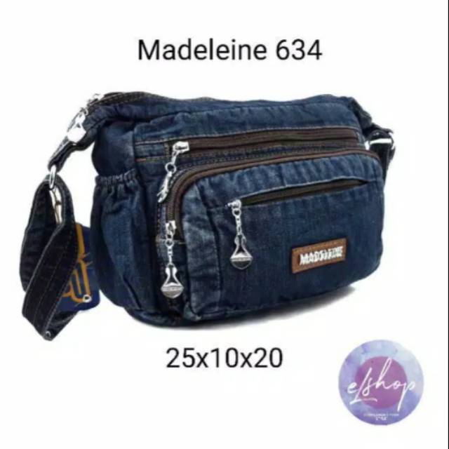 tas selempang jeans wanita tas jeans madeline 634