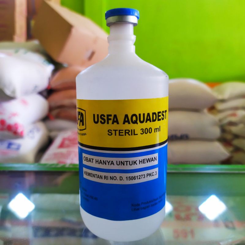 usfa aquadest 300 ml - air steril untuk hewan