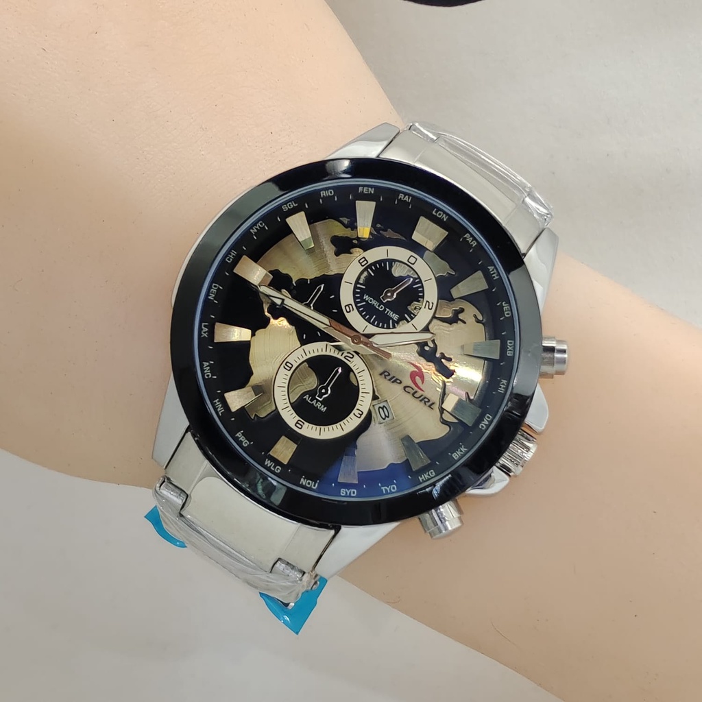 Jam Tangan Pria E8903T Tali Rantai Tanggal Aktif Chrono Variasi Free Box &amp; Baterai