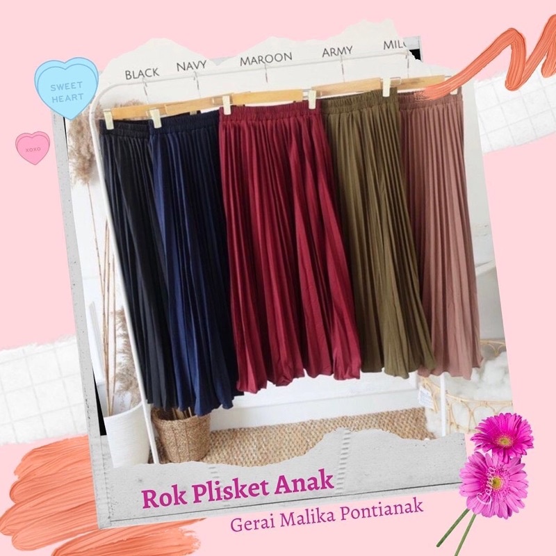 Viral  Rok Plisket Anak 6 10 Tahun Premium Hyget Model Kulot Bahan Jatuh Kembang Panjang Bawahan