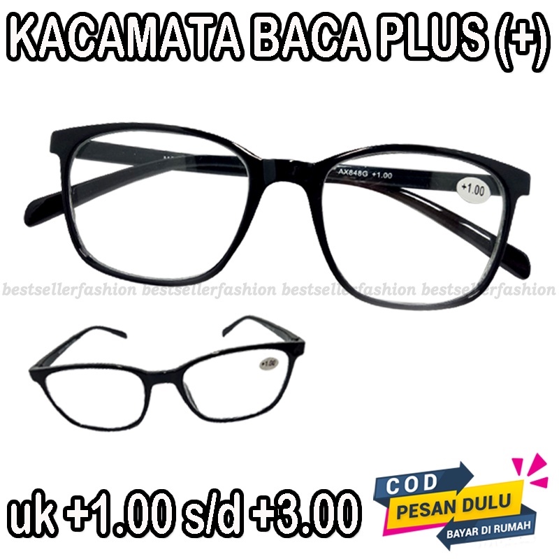 NEW! Kacamata Plus (+) Pria Wanita uk +1.00 s/d +3.00 Kaca mata Baca Lensa KACA Kacamata Rabun Dekat Fashion Korea Reading Glasses Unisex