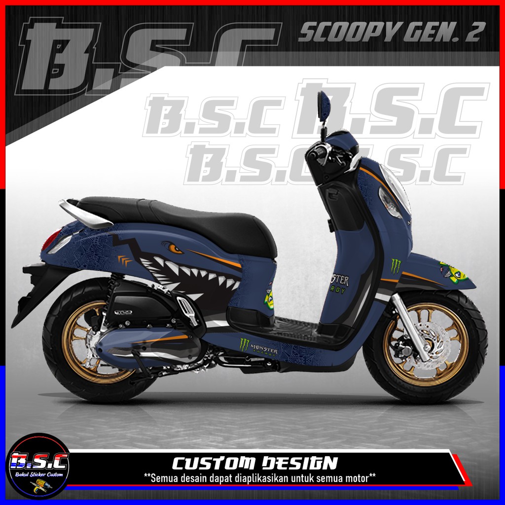 Sticker Decal FULL BODY + FULL PART Scoopy FI Scoopy 2021 Motif Shark Blue