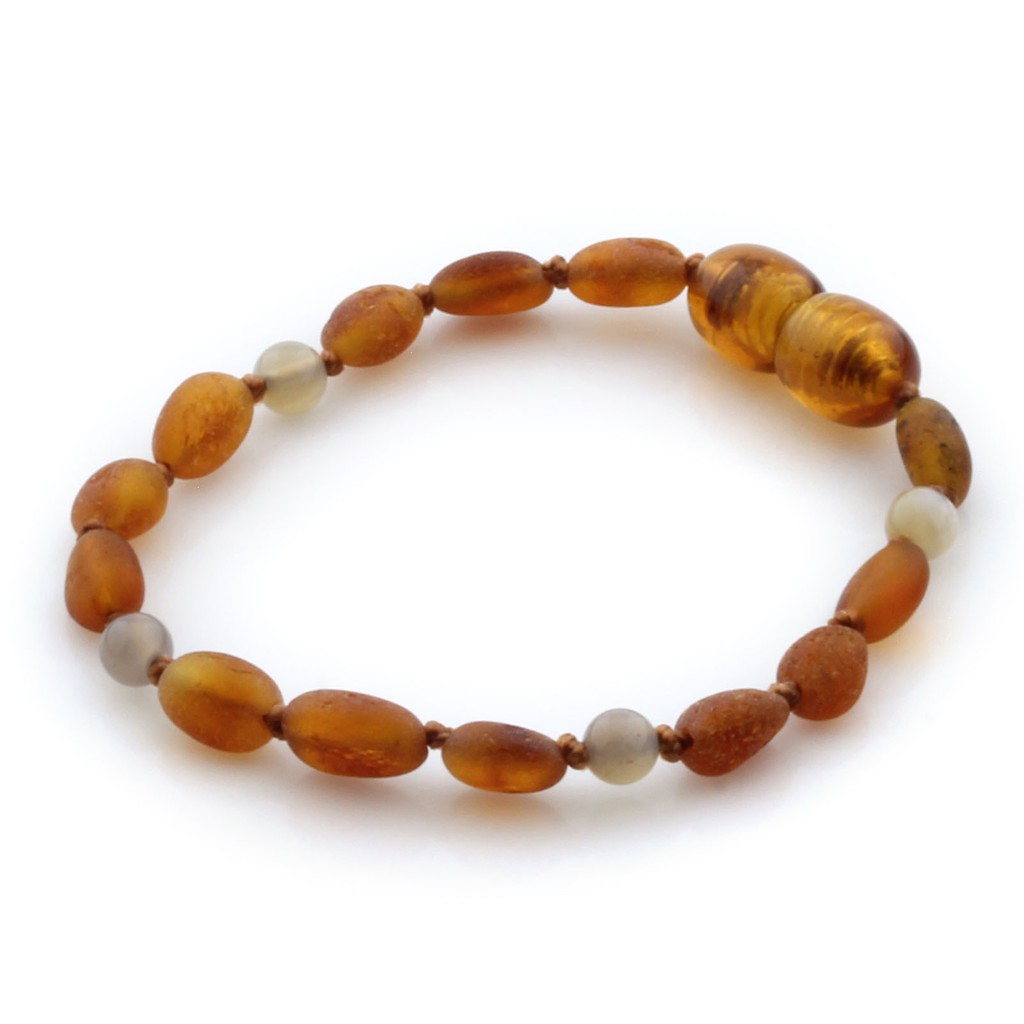 CE45 Gelang Baltic Amber untuk Anak mix with Botswana Agate stone BY CARLIS BABY