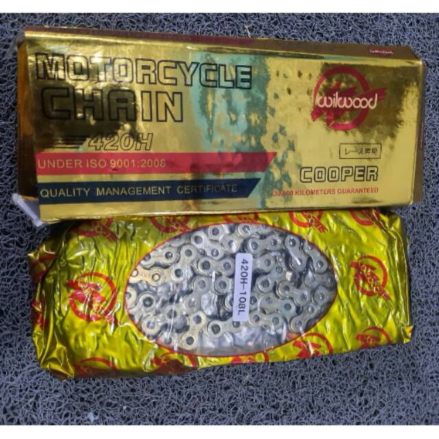 RANTE CHAIN MOTOR TEBAL 420H PANJAG 108L WARNA GOLD UNTUK KARISMA SUPRA125 BLADE