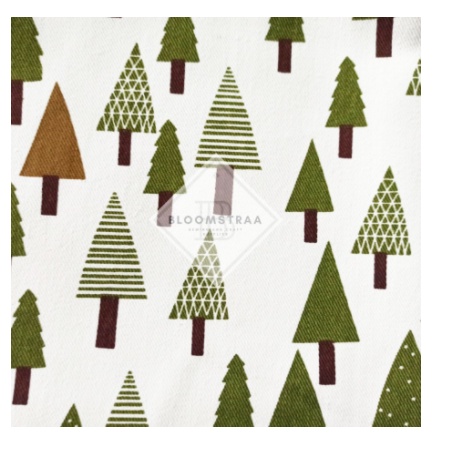 Kain Kanvas Pohon Canvas Meteran Motif Pohon Cemara Bahan Scandinavian