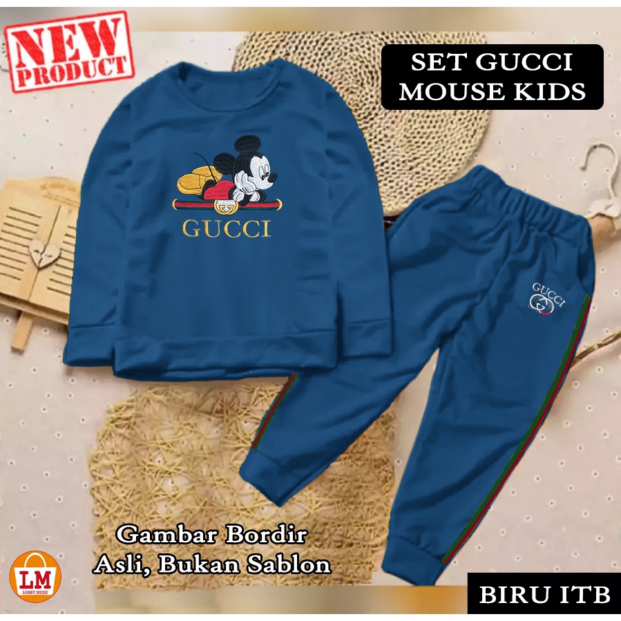 Baju Setelan Pakaian Olahraga Anak Laki Perempuan GCI MOUSE KIDS Full BORDIR LMS 21438 21441 21444