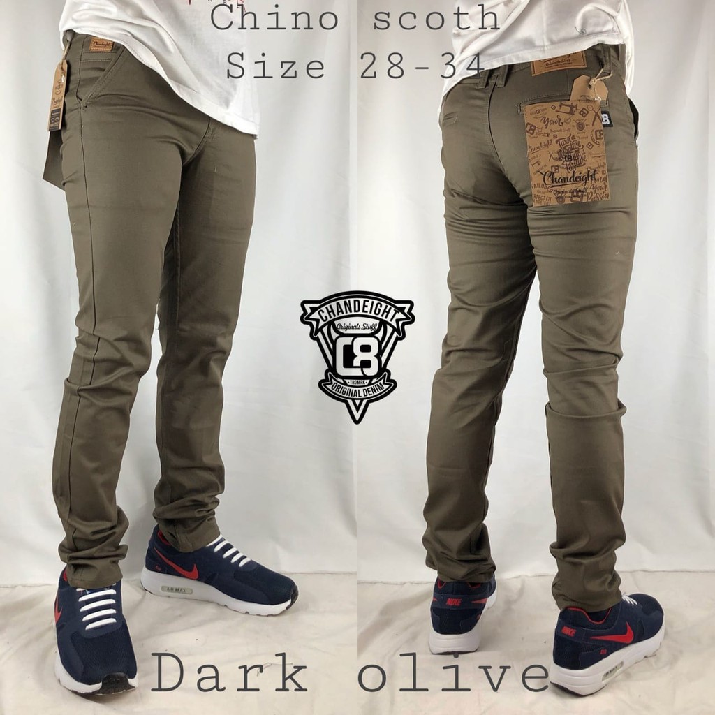 CHINO CINO PANJANG - CHINO SCOTH - CHINO  ORIGINAL CHANDEIGHT DARK OLIVE KEREN AG040215