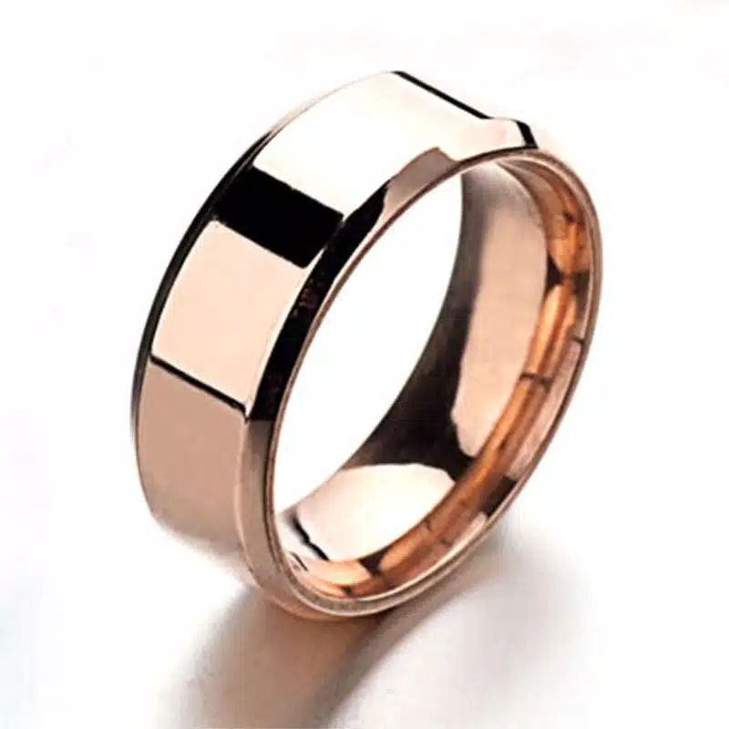 Cincin Titanium Model Couple Stainless Steel sisi segi anti karat selamanya Fashion Ring Hitam Biru