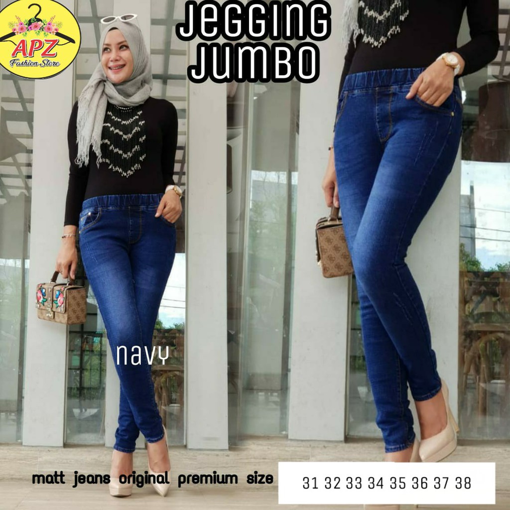 SIZE 31-38 !! JEGDE JEANS JEGGING POLOS BAHAN MELAR FULL PINGGANG KARET NYAMAN DIPAKAI