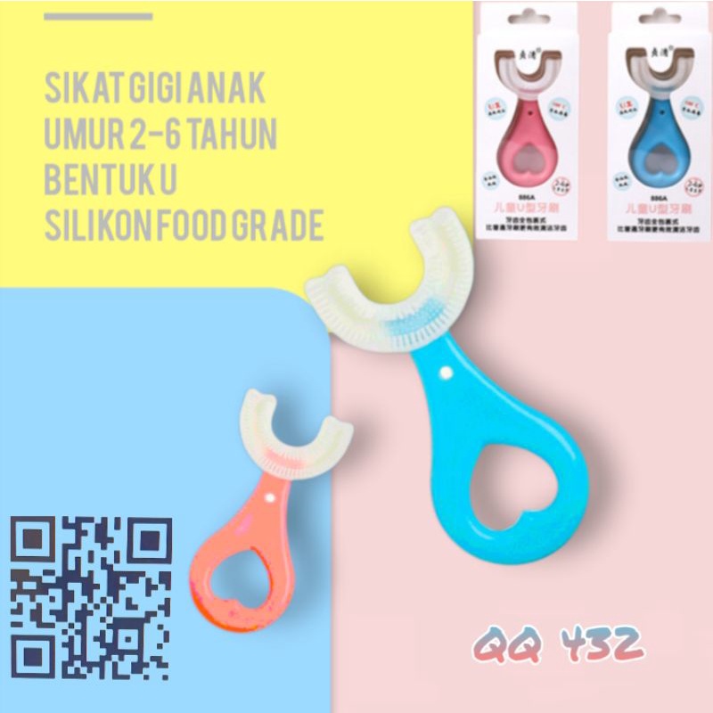 Sikat gigi anak kekinian berbentuk U umur 2-6 Tahun BPA free silikon food grade tooth brush Oral Cleaner