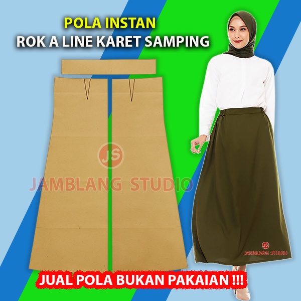Pola Instan Rok A Line Karet Samping [ Pola Baju Jamblang Studio ]