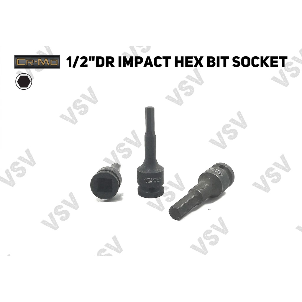 Gestar impact Hex Bit Socket 1/2&quot;DR 5mm Mata Sok Impact L 5 mm