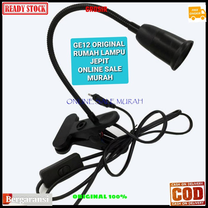 G12 Rumah lampu belajar jepit GE12 lampu baca fitting e27 original clamp led light power terang saklar mesin fleksibel belalai lentur lamp meja emergency bohlam penerangan hias Senter gantung sorot dinding G12  Bisa segala jenis lampu  Lampu Meja Jepit Fl