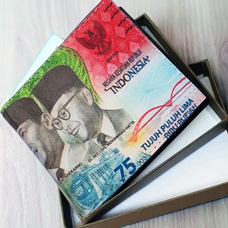 Dompet Pendek Gambar Uang 75K Size 5 Inchi Bahan Kulit Shyntetic
