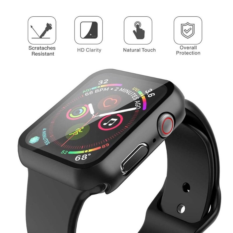 360full Pelindung Layar Bumper matte hard Case Watch6 SE 5 4 Cover Tempered glass film iwatch 40MM 44MM Sarung