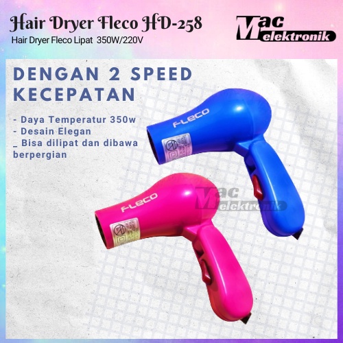 Hair Dryer FLECO Lipat 258 350w / Alat Pengering Rambut 350watt