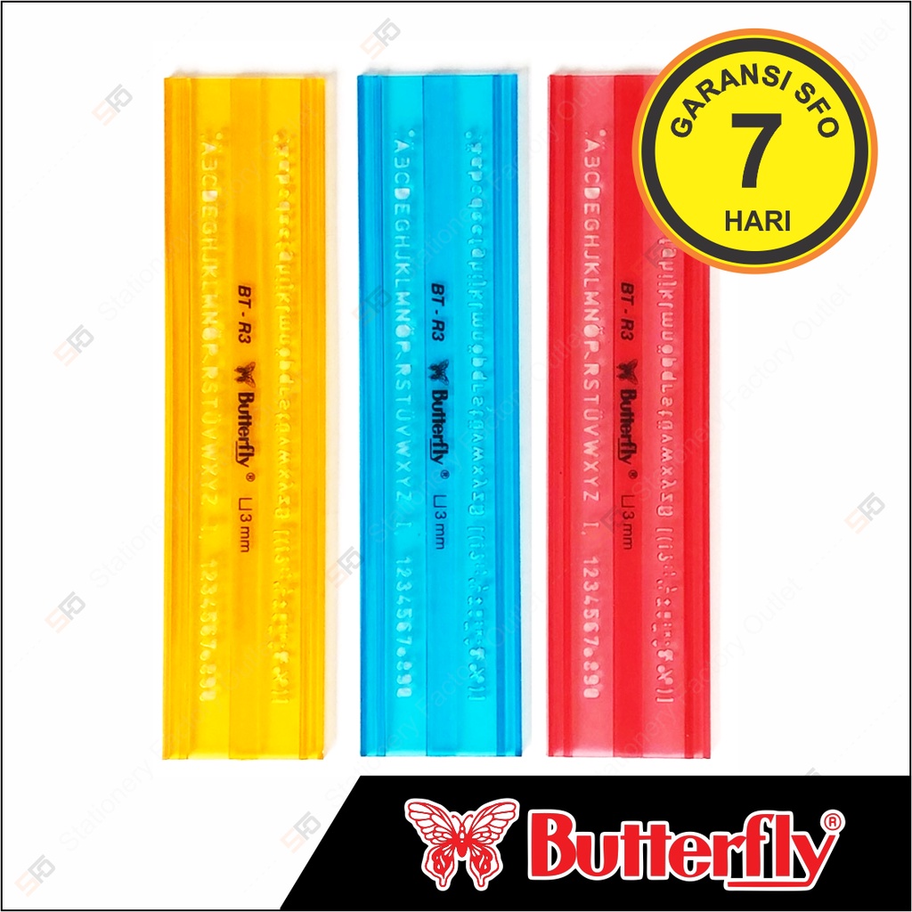 

Penggaris Cetakan Butterfly 14cm BT - R3 - Ukuran Huruf 3mm