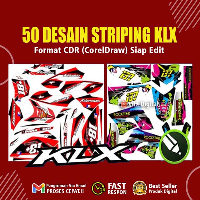 50+ Striping Desain KLX Format CDR (CorelDraw) Editable Premium