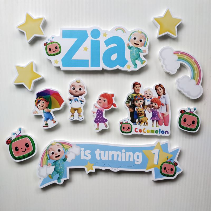 DEKORASI PAKET TULISAN NAMA BACKDROP HIASAN COCOMELON  STEROFOAM BACKDROP DEKORASI AQIQAH KHITAN ULA