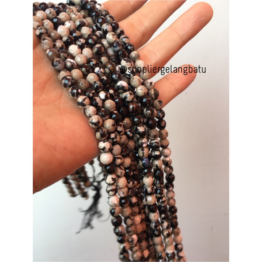batu dalmantion agate FACETED BEADS 6mm cutting bahan gelang kalung craft aksesoris supplier grosir