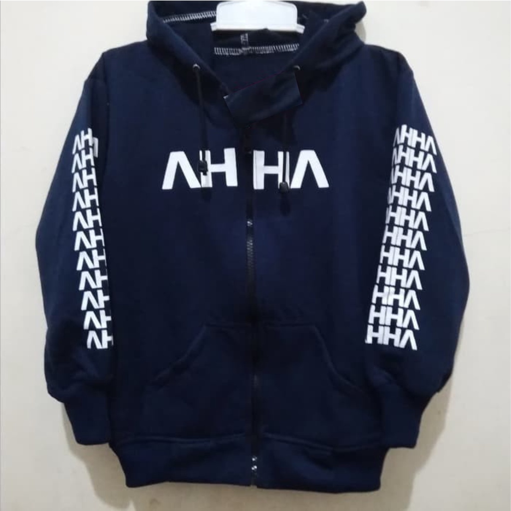 JAKET ANAK ZIPPER SWEATER HOODIE SABLON AHHA HUSTLE KEKINIAN TERBARU BAHAN FLEECE USIA 2TAHUN SAMPAI 12TAHUN LAKI LAKI PEREMPUAN