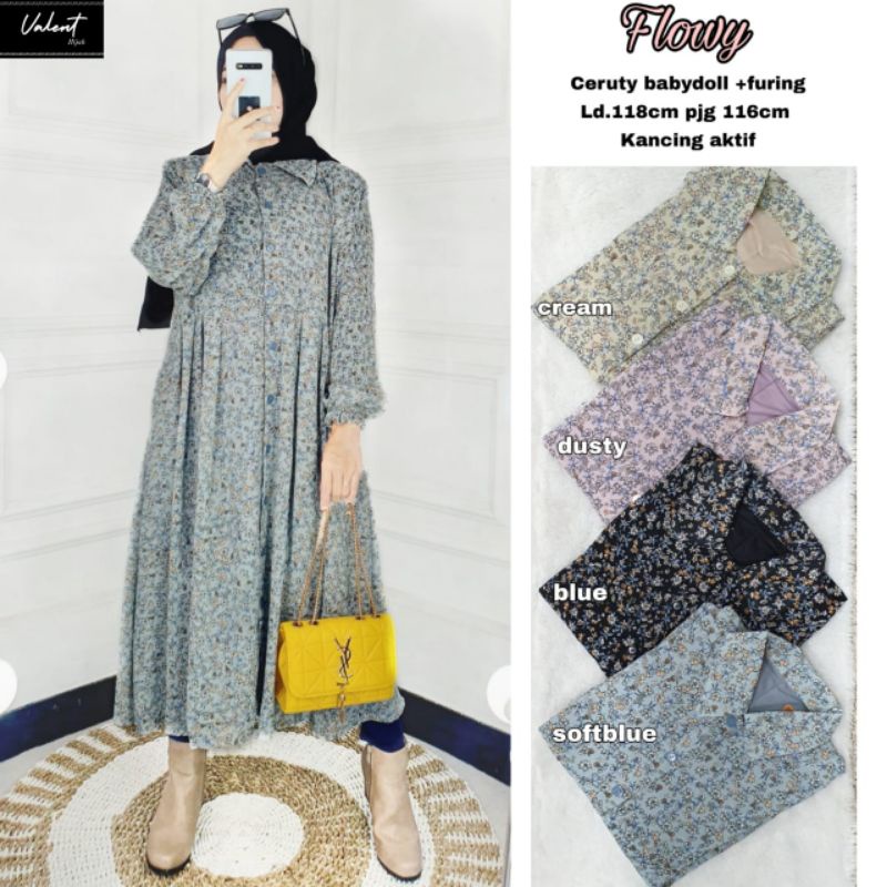FLOWY LONG TUNIK MOTIF BUNGA